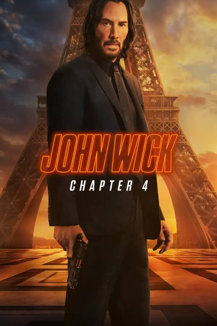 Keanu Reeves as John Wick in a high-speed chase scene from the neo-noir action film